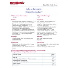 Travellunch Chicken Curry, pakastekuivattu ruoka, 250 g